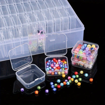 64-Grid Clear Plastic Storage Box with Adjustable Dividers