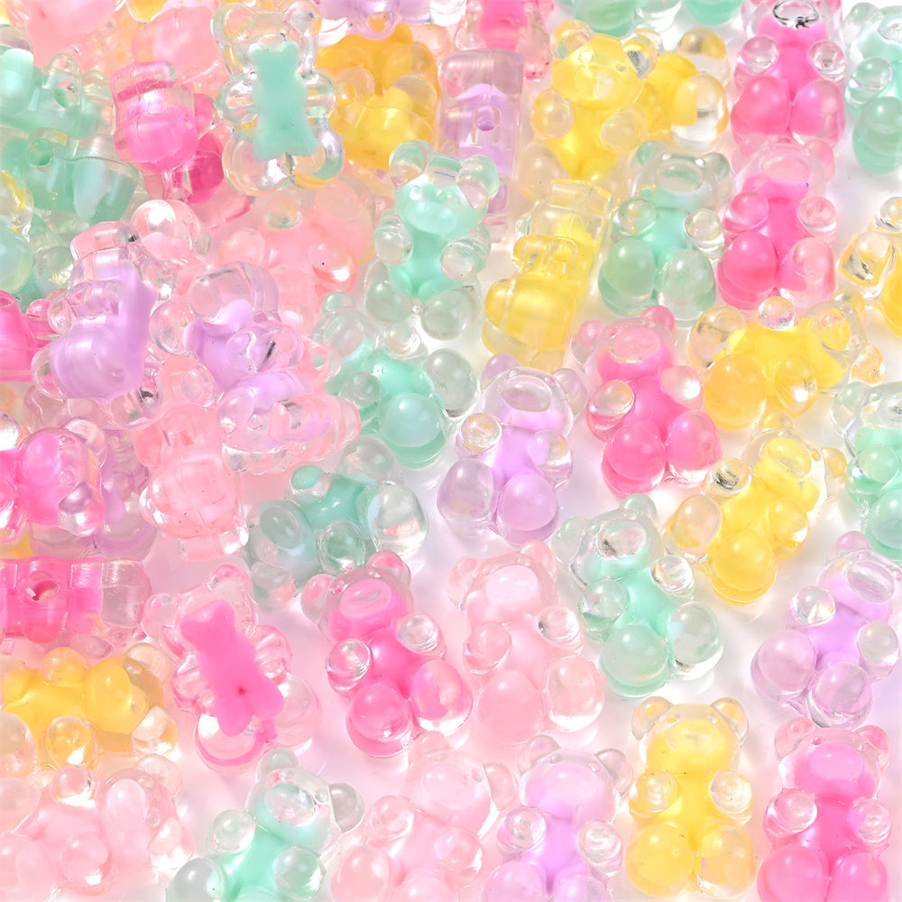 12x18 mm Mixed Color Acrylic Bear Beads
