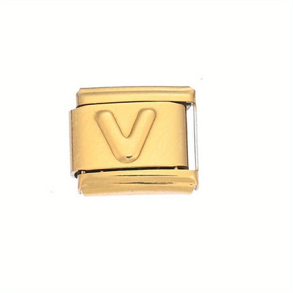Golden Alphabet Alloy Bracelet Module