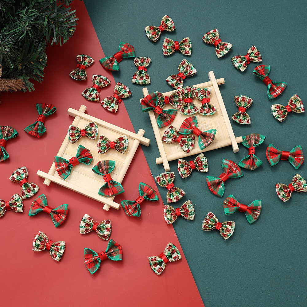 Christmas Gold Threaded Ripple Bow Embellishments