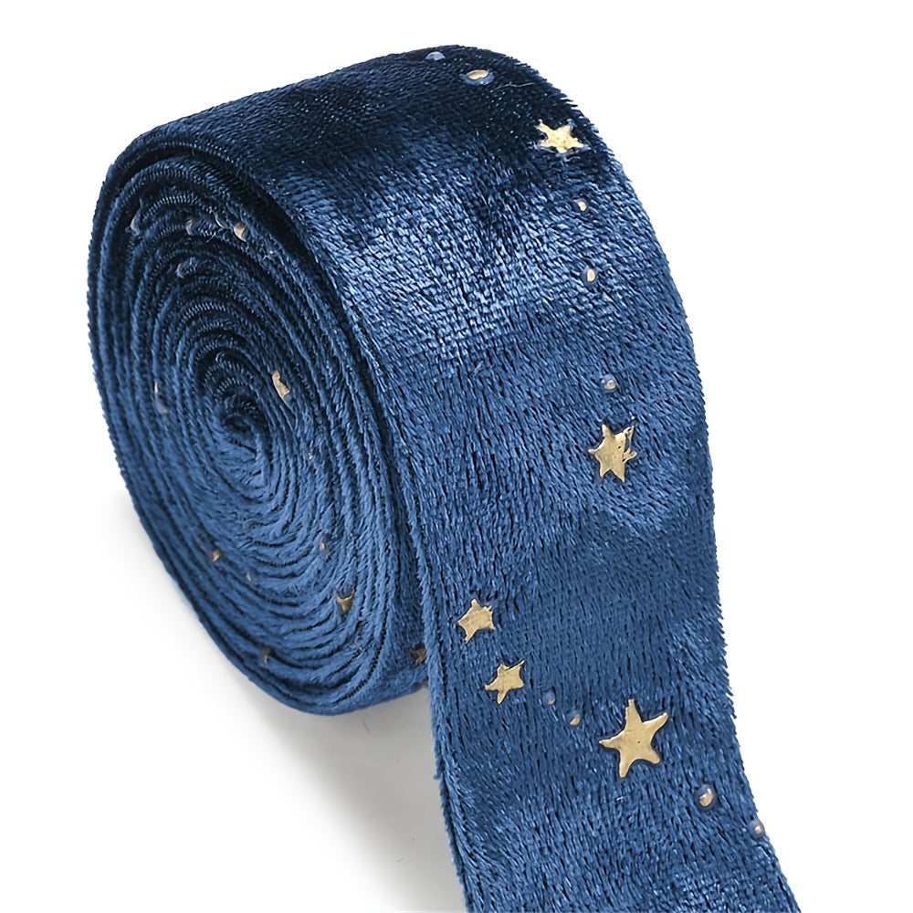 1m 25mm Gold Star Velvet Double-Sided Ribbon