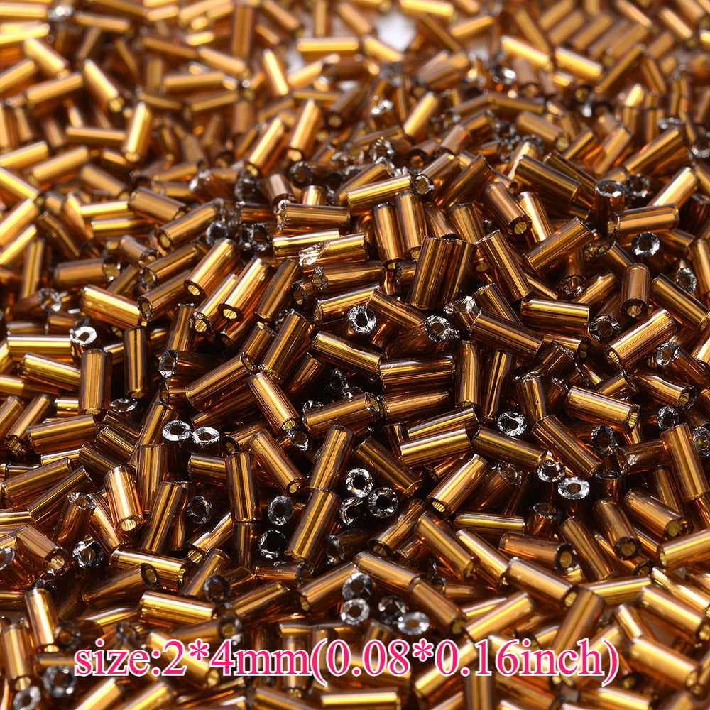 500-Piece 2x4 mm Multicolor Glass Tube Beads