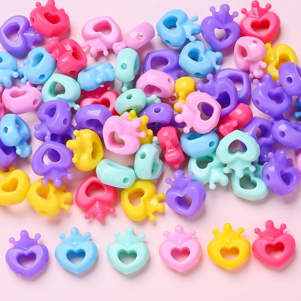 Mixed Color Crown Love Silicone Beads