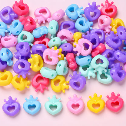 Mixed Color Crown Love Silicone Beads