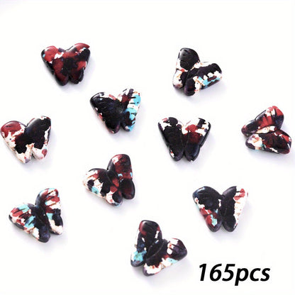 165pcs/bag Gradient Butterfly Beads Graffiti Stone Spacer Beads