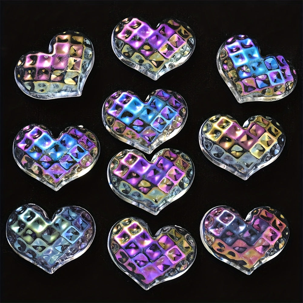 Transparent White Heart Flatback Embellishments