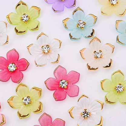 Gradient Five-Petal Flower Acrylic Beads