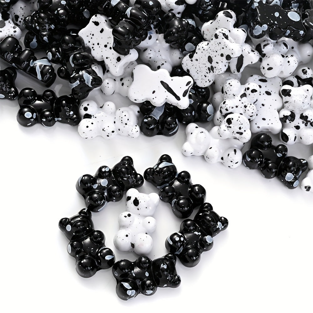 Black and White Bear Acrylic Beads