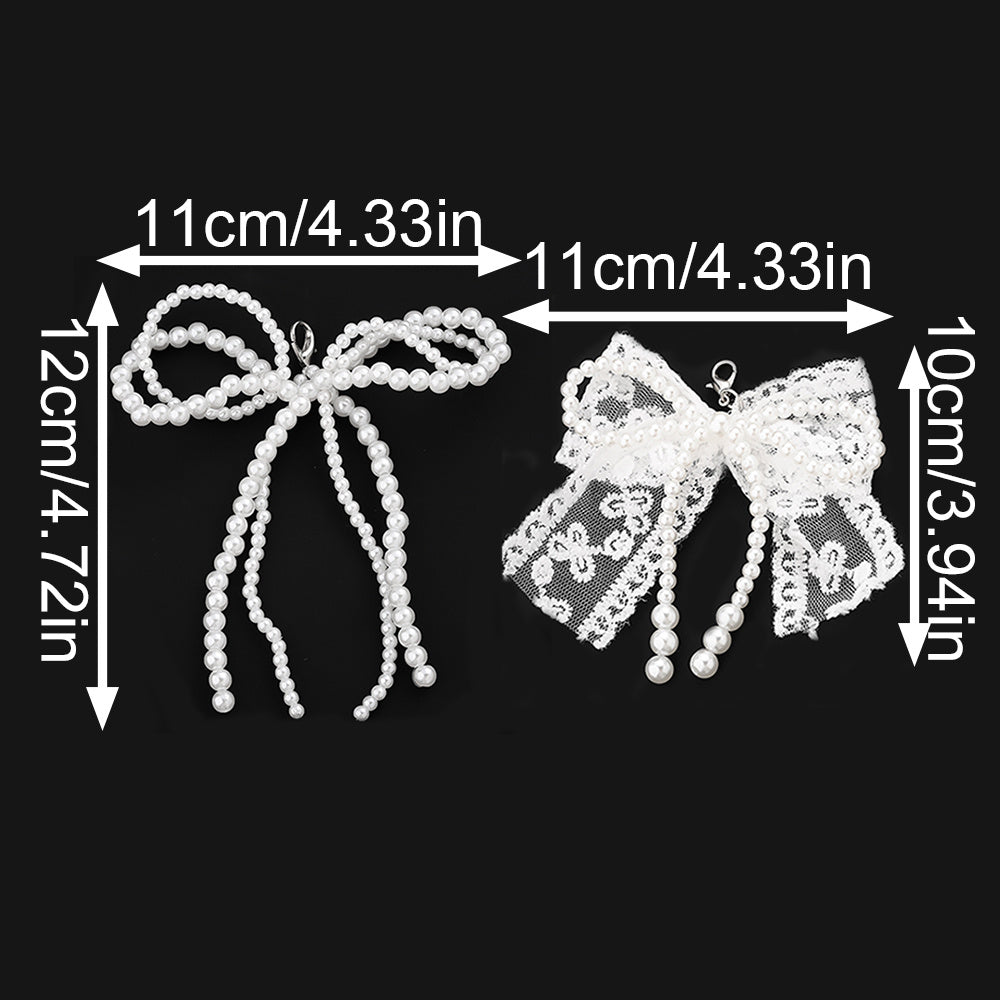 Lace Pearl Bow Keychains