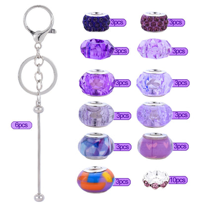 Silver Beaded Keychain Making Kit