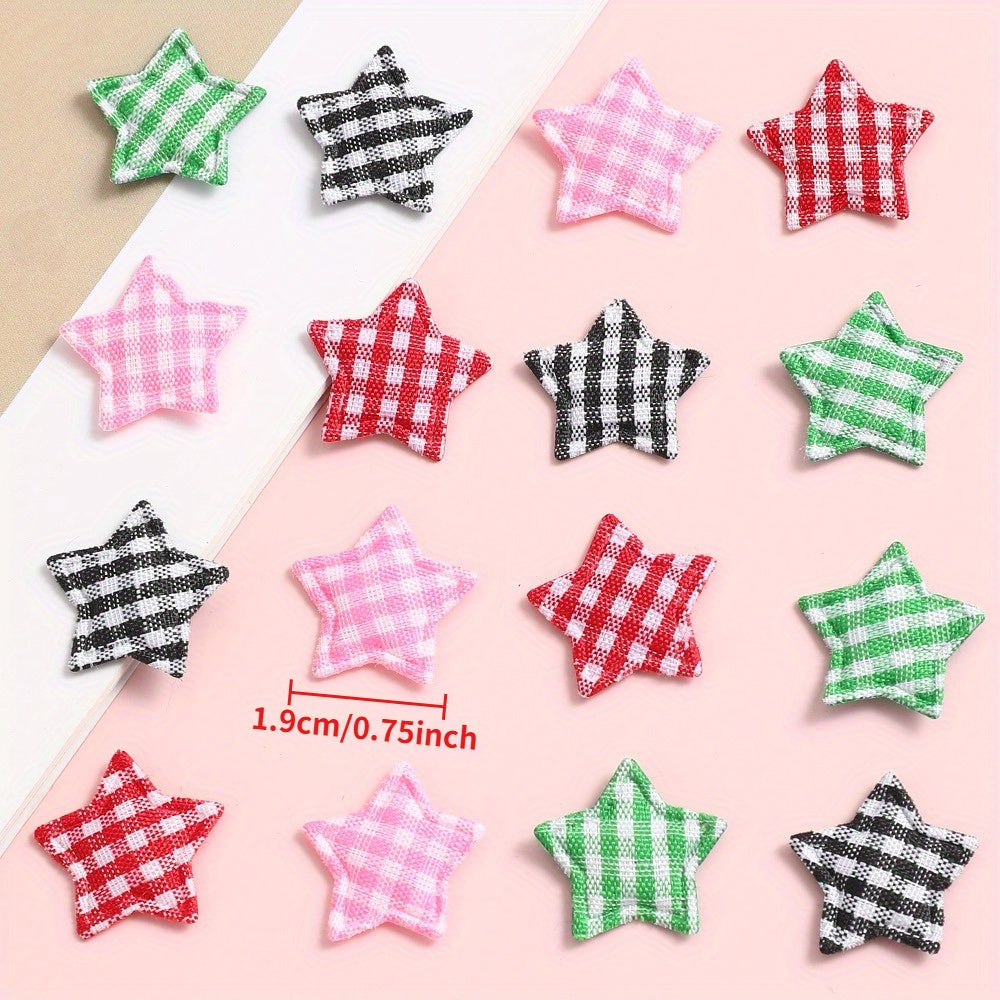 Plaid Star Embroidered Patches