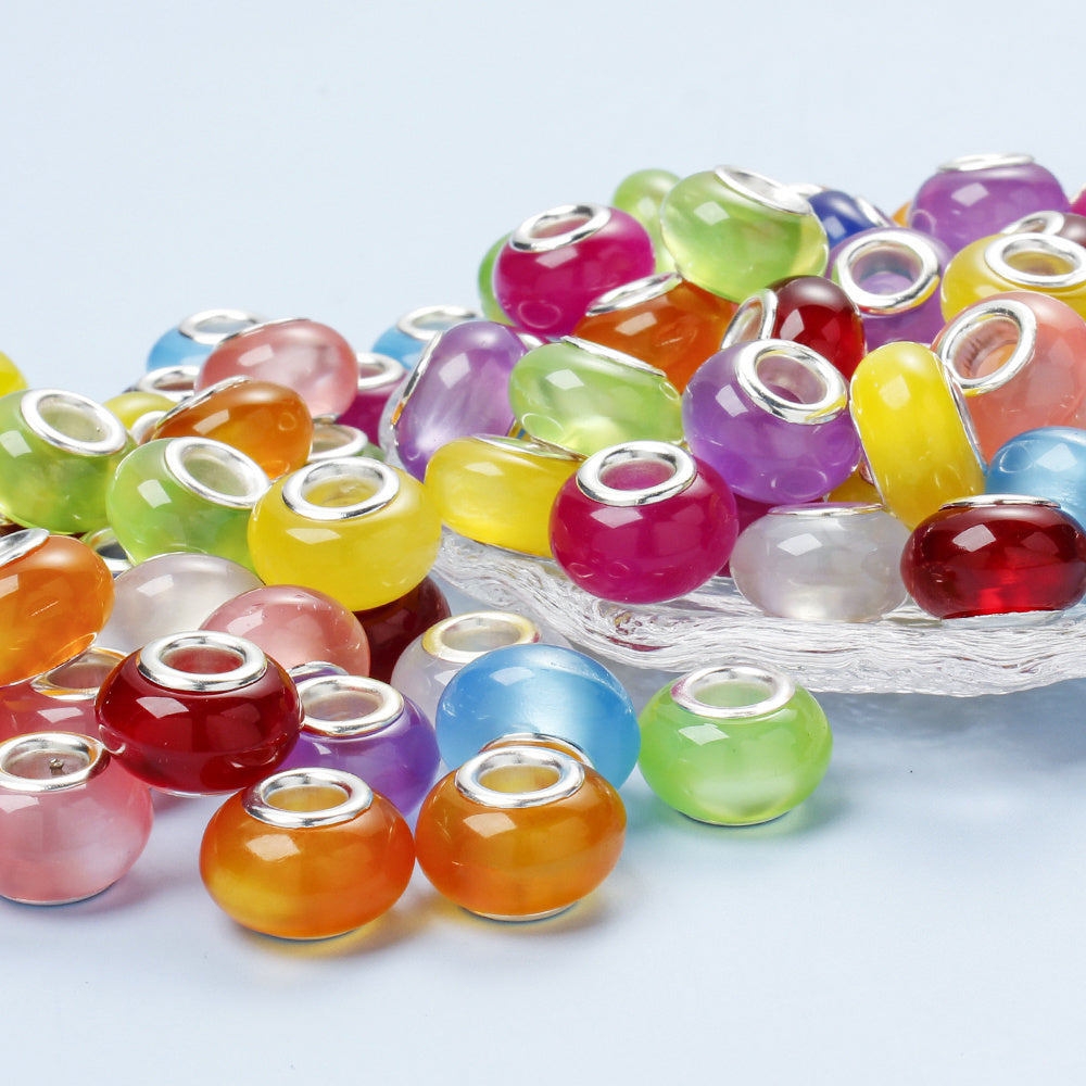 100pcs 9x14mm Big Hole Cat Eye Acrylic Beads