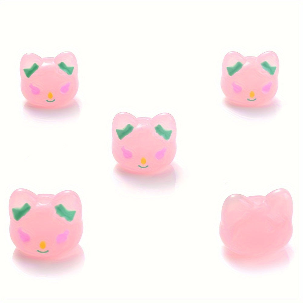 5PCS 17×19mm Luminous Owl Head Acrylic Bead Set