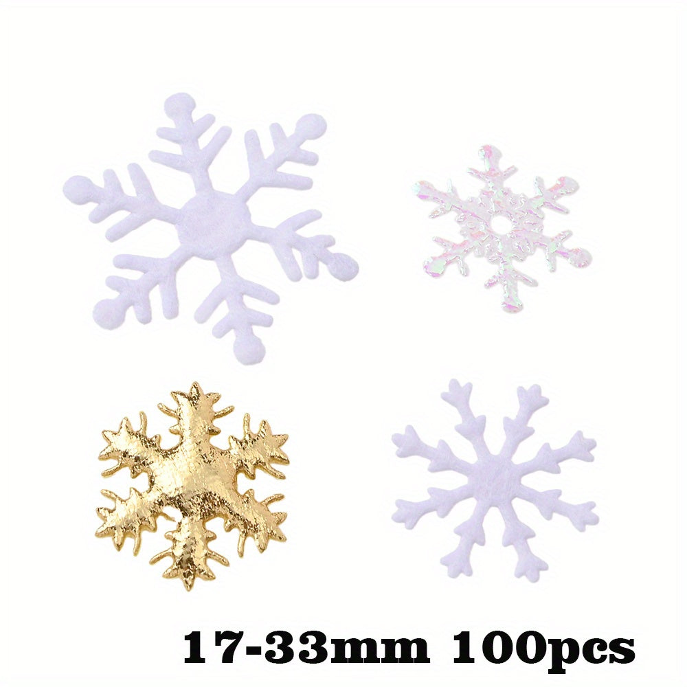 Gold & White Snowflake Polyester Decorations