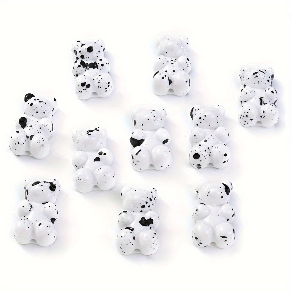Black and White Bear Acrylic Beads