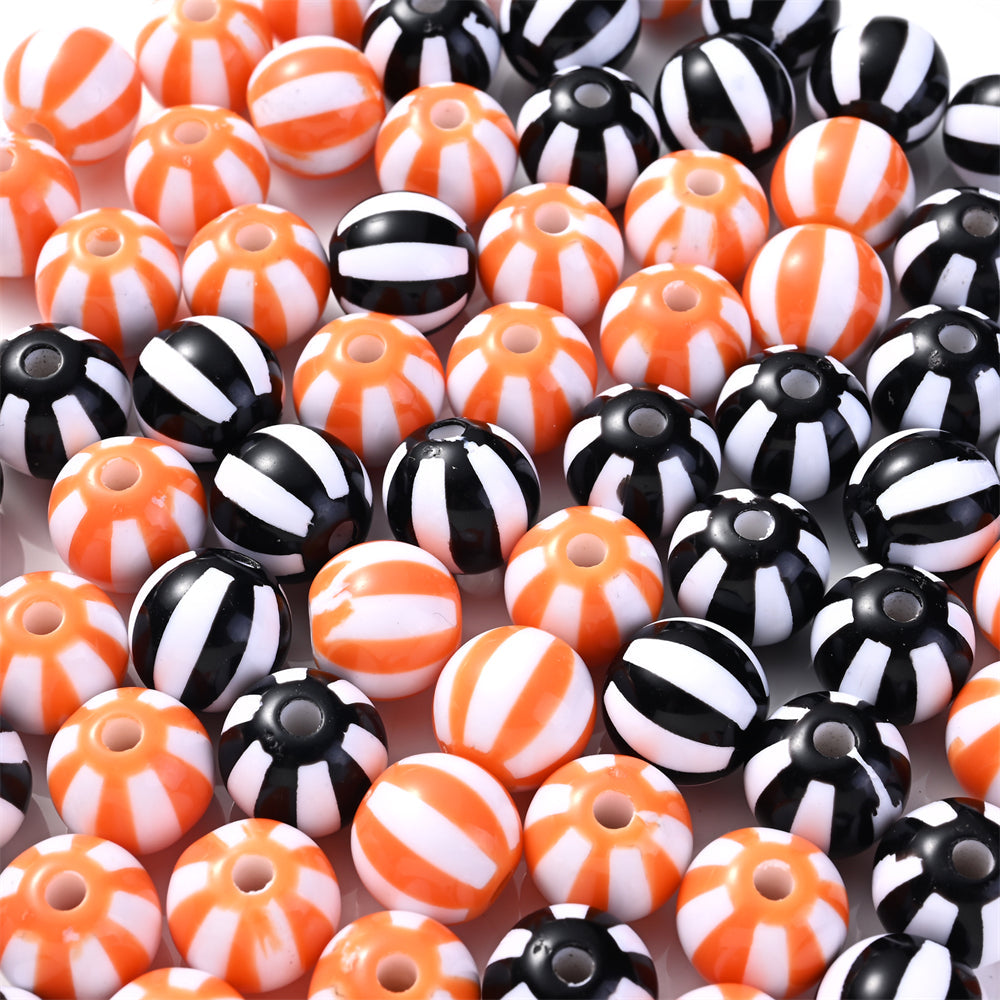 20pcs 12/16mm Acrylic Striped Halloween Beads