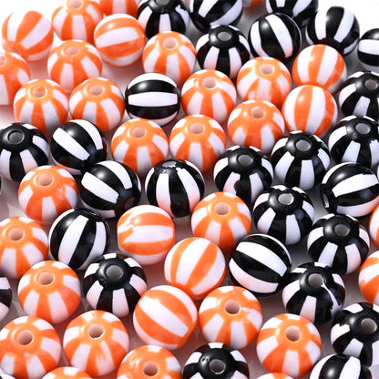 20pcs 12/16mm Acrylic Striped Halloween Beads