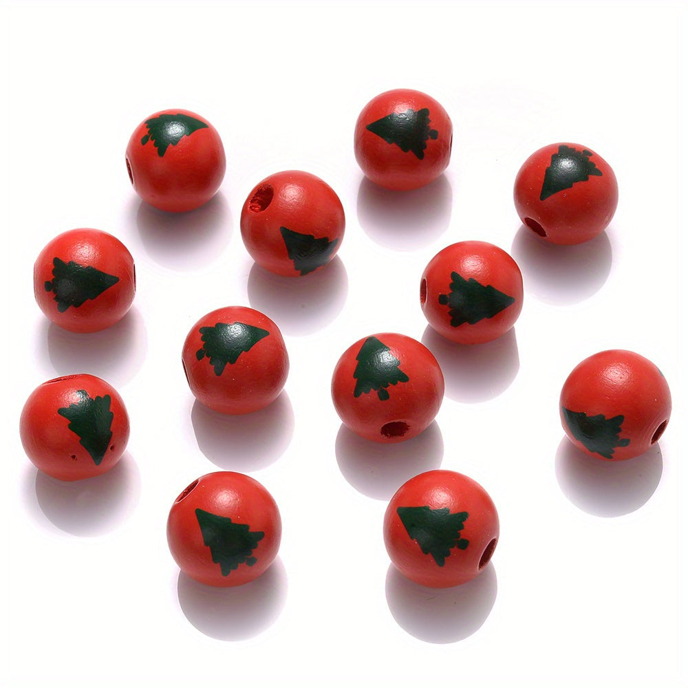 Christmas Wooden Santa & Tree Beads