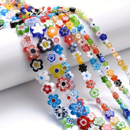 Transparent Floral Glazed Beads
