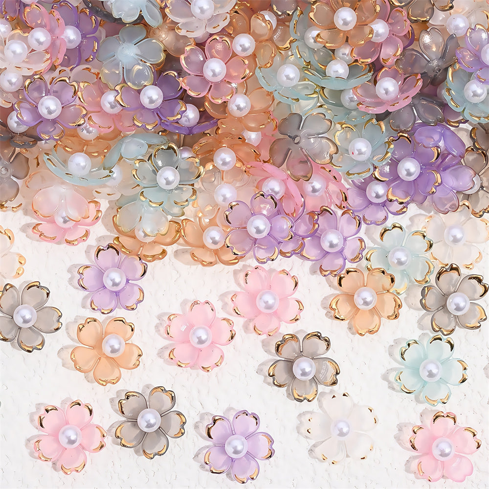 Colorful Cherry Blossom Acrylic Beads