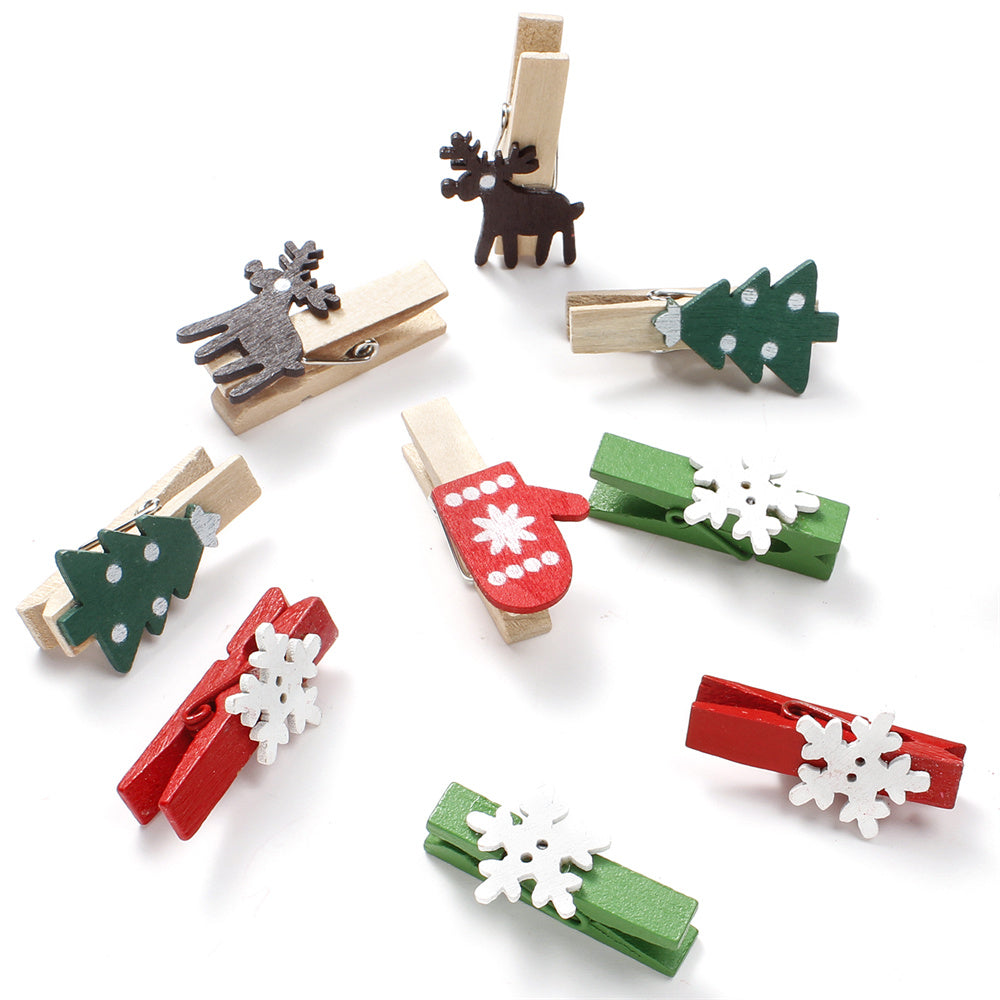 Christmas Wooden Mini Clips
