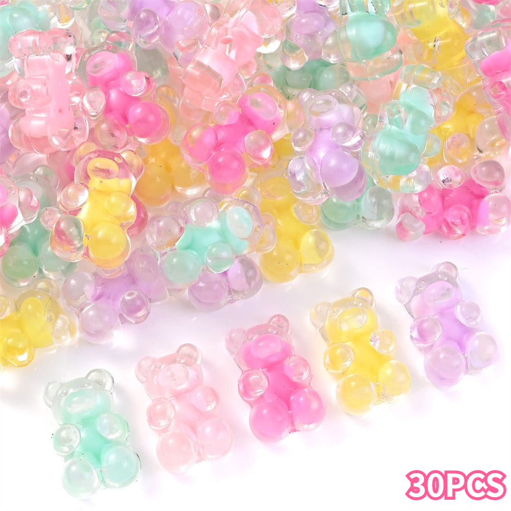 12x18 mm Mixed Color Acrylic Bear Beads