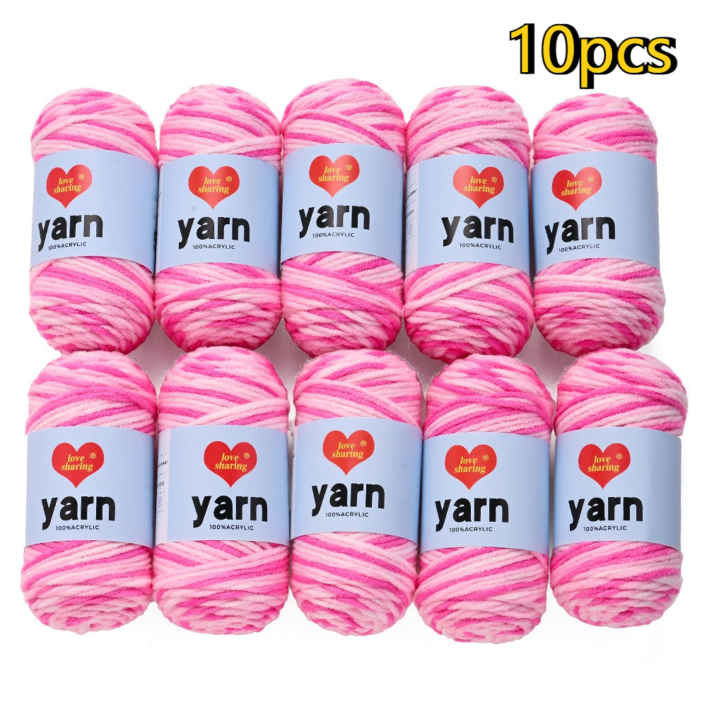 10PCS 10×4cm Rainbow Gradient Polyester Knitting Yarn