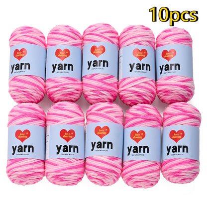 10PCS 10×4cm Rainbow Gradient Polyester Knitting Yarn