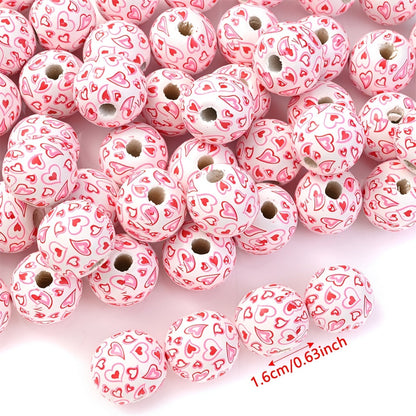 Red Heart Wood Beads
