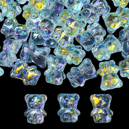 20PCS 15×12mm Transparent AB Bear Glass Spacer Beads