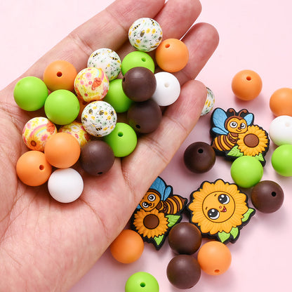 Sun Bee Sunflower Silicone Beads Set