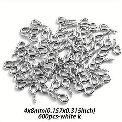 600-Piece Multicolor Screw Eye Pins