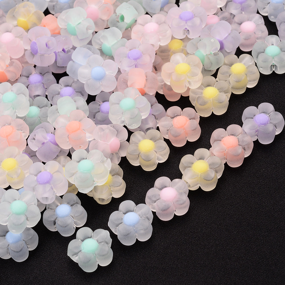 200pcs 13mm Matte Acrylic Sunflower Beads
