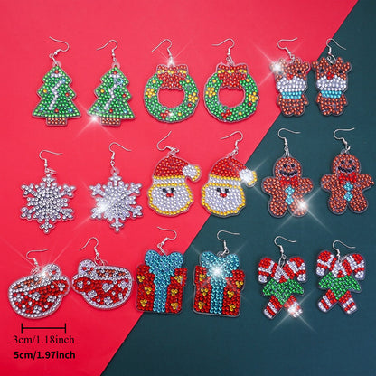 Acrylic Christmas Diamond Painting Earrings Set