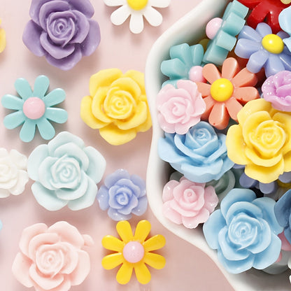 Resin Mixed Flower Flat Back Patch Beads