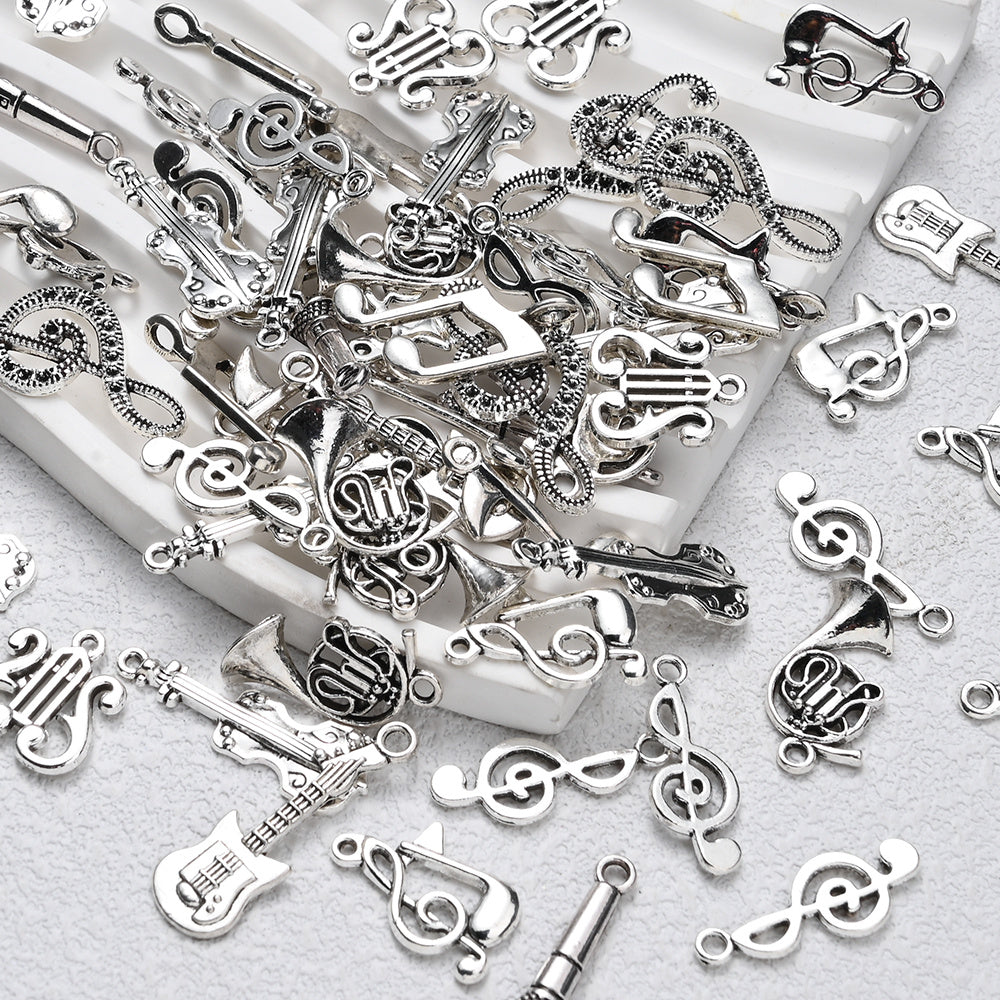 60-Piece Silver Musical Instrument & Music Note Charms