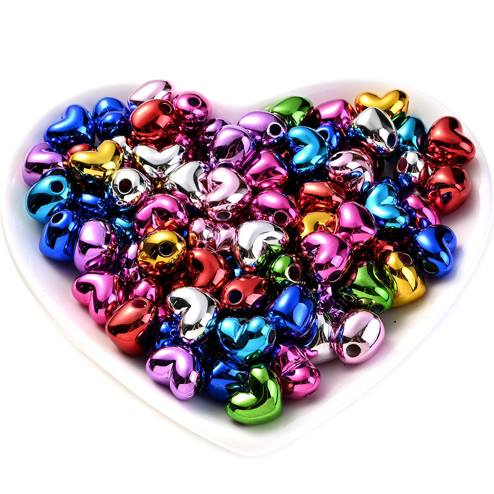 Colorful Heart Acrylic Spacer Beads