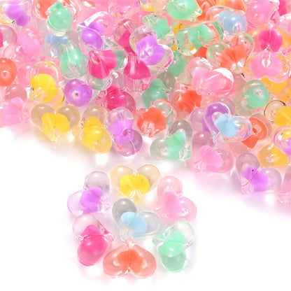 Peach Heart Acrylic Beads