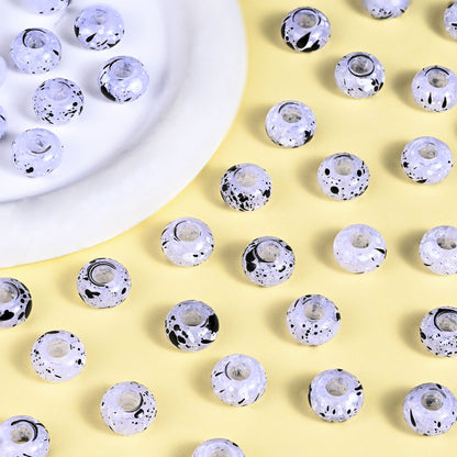 Ink Spatter Large Hole Acrylic Beads