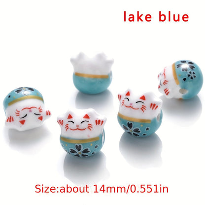 Mixed Lucky Cat Ceramic Beads