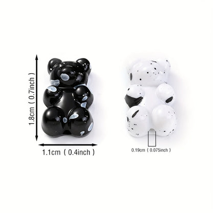 Black and White Bear Acrylic Beads