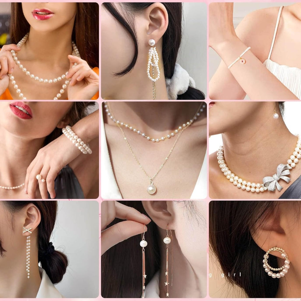 1095pcs/box White & Ivory Imitation Pearl Beads