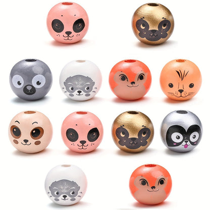 Animal Pattern Wooden Beads