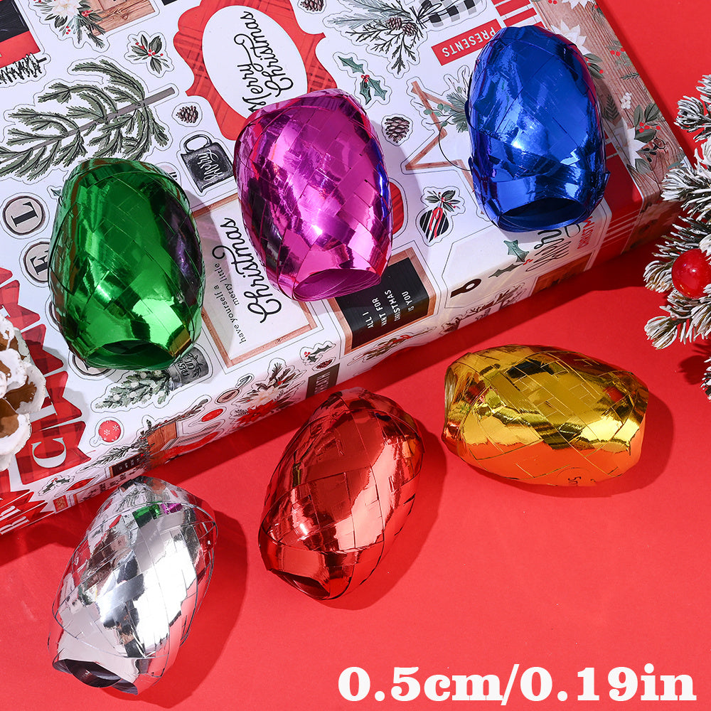 6PCS 1m Christmas Rugby-Shaped Plastic Decorative Ribbon Set