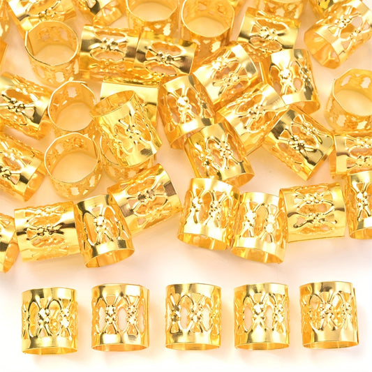 100PCS 8×9mm Vintage Flower Tube Alloy Spacer Bead Set