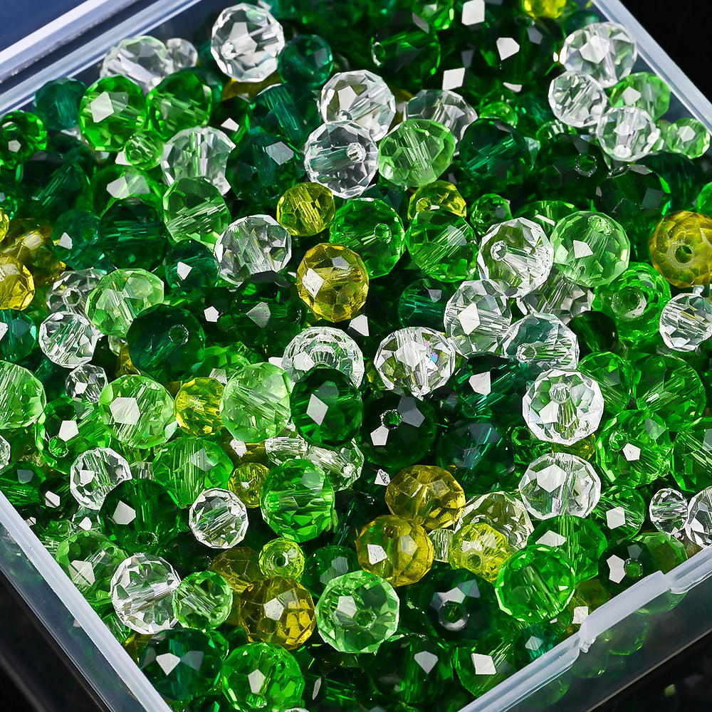Green Faceted Glass Beads Set