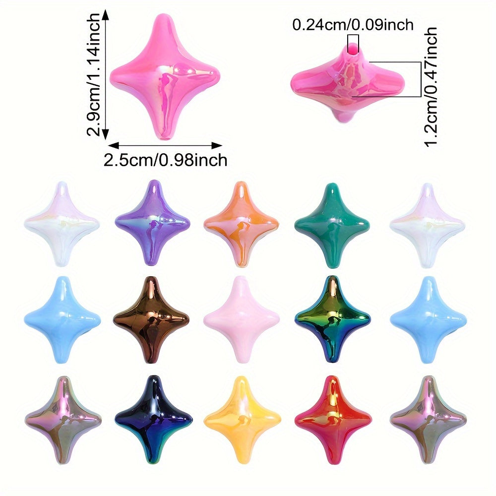 25x29mm 10pcs Mix Color Four-Point Star Acrylic Beads