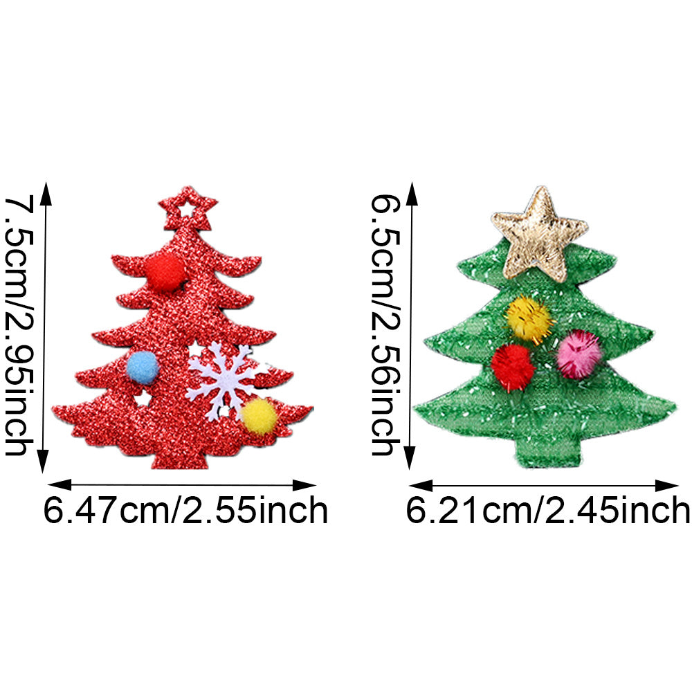 10PCS 65–75mm Green & Red Christmas Fabric Appliques