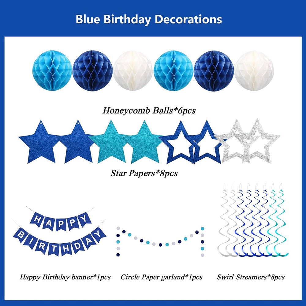Blue Birthday Party Decoration Set