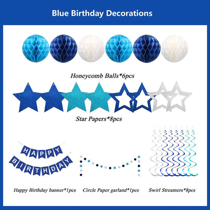 Blue Birthday Party Decoration Set